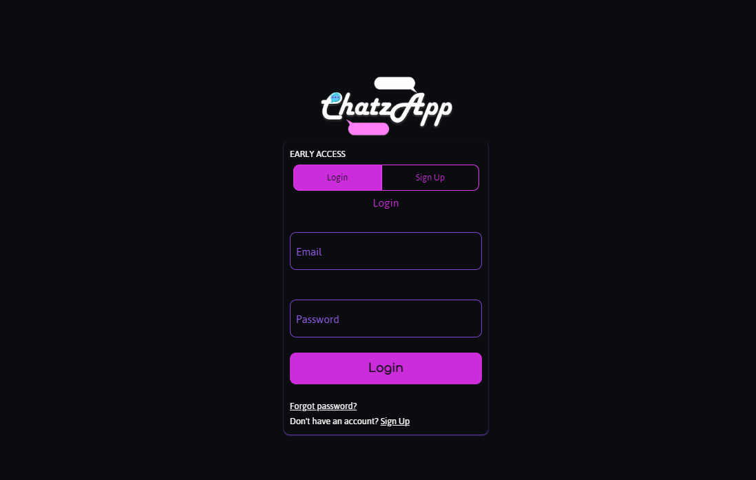 ChatzApp login page